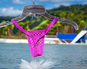 Pink Mesh Thong Underwear for Women - Sexy Lingerie