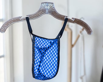 Blue Mesh Thong - Men's Lingerie