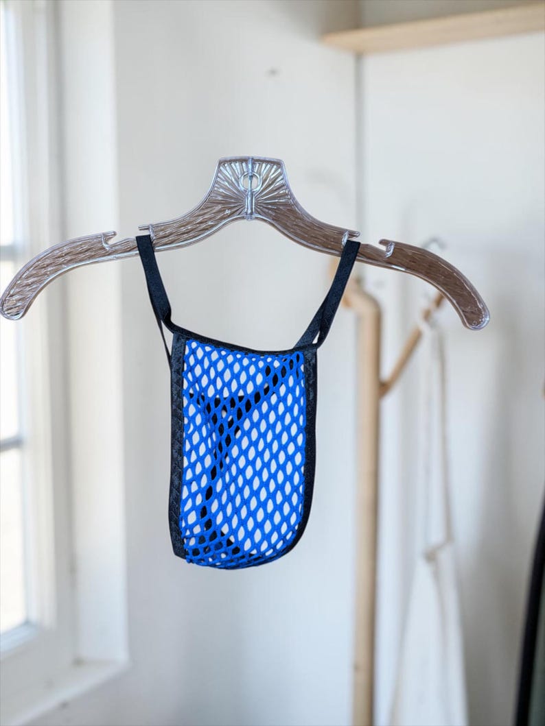 Blue Mesh Thong - Men's Lingerie image 1