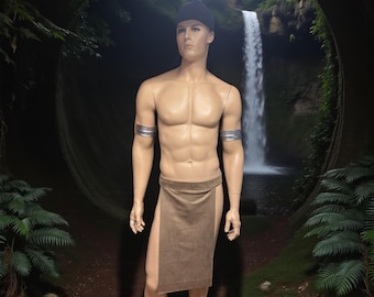 Faux Suede Caveman Loincloth with Attached Brief – Unique Primitive Style Wear