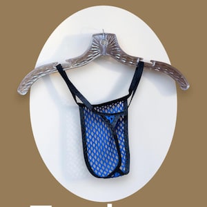 Blue Mesh Thong - Men's Lingerie image 13