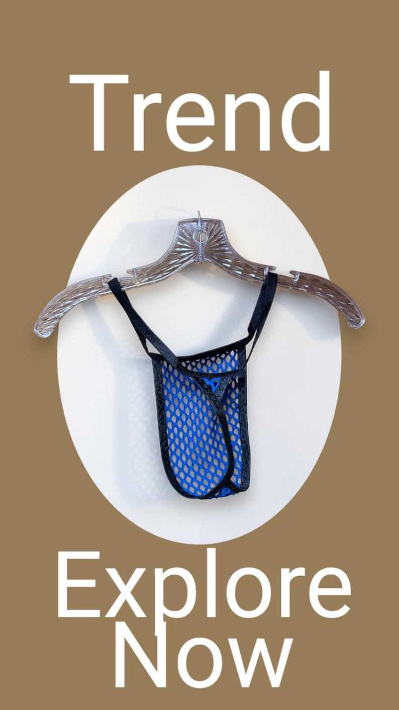Blue Mesh Thong - Men's Lingerie image 13