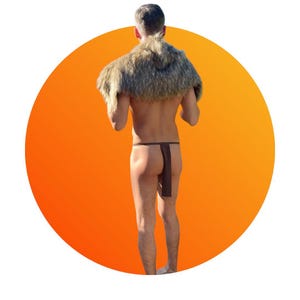 Wild Man Faux Suede Loincloth in Copper Brown - Handcrafted Men&#39;s Wear