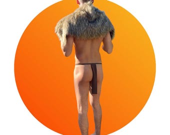 Wild Man Faux Suede Loincloth in Copper Brown - Handcrafted Men's Wear