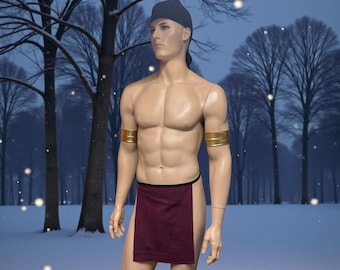 Rustic Faux Suede Loincloth in Burgundy