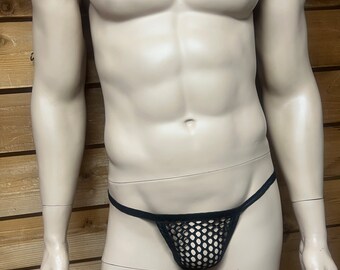 Men's black mesh thong