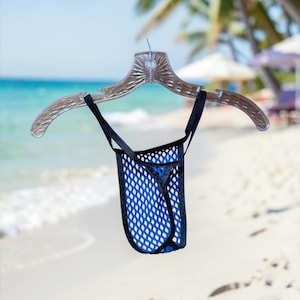 Blue Mesh Thong - Men's Lingerie image 12
