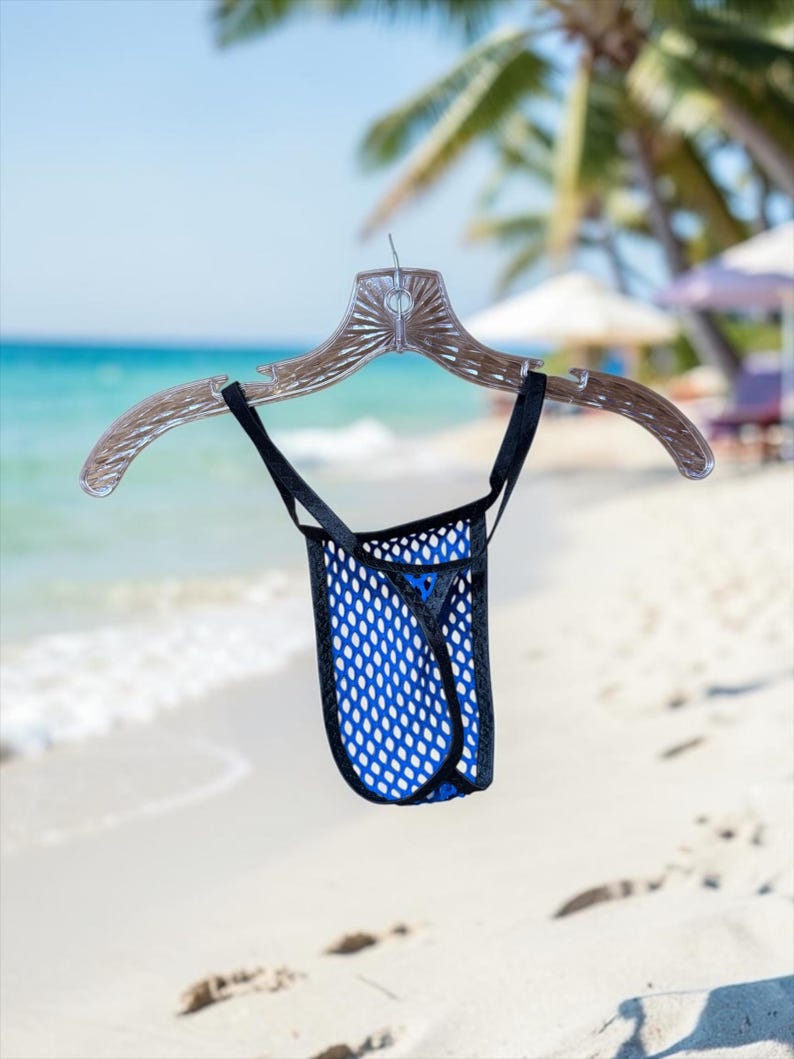 Blue Mesh Thong - Men's Lingerie image 12