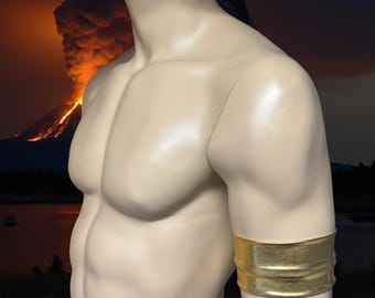 Gold Faux Leather Arm Bands for Men and Women - Set of Two