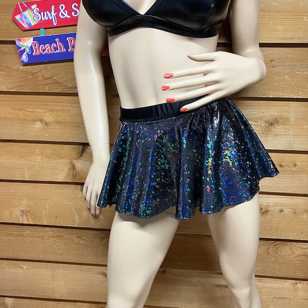 Silver Hologram Fringe Mini Skirt