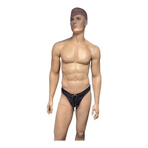 Black Lace-up Bikini Thong for Men