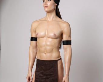 Rustic Faux Suede Loincloth in Dark Brown