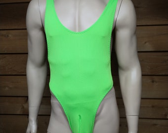 Men's neon green leotard bodysuit