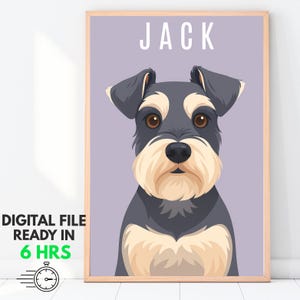 Custom pet portrait vector style – cartoon pet drawing from photo - digital file only - personalized vector pet art - gift for petlovers