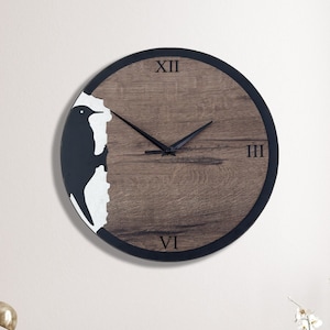 Roman Numeral Bird Figured Wall Clock, Handmade Wall Clock, Nature Wall Clock, Animal Wall Clocks, Wall Clock Large, Home gift