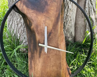Dark Walnut Wooden Wall Clock: Rustic Handmade Home Decor