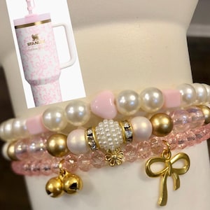 NEW! Stanley x LSF Coquette Bow Chantilly Cup Stack, Stanley Accessories, Tumbler Accessories, Tumbler Boot Topper Charms