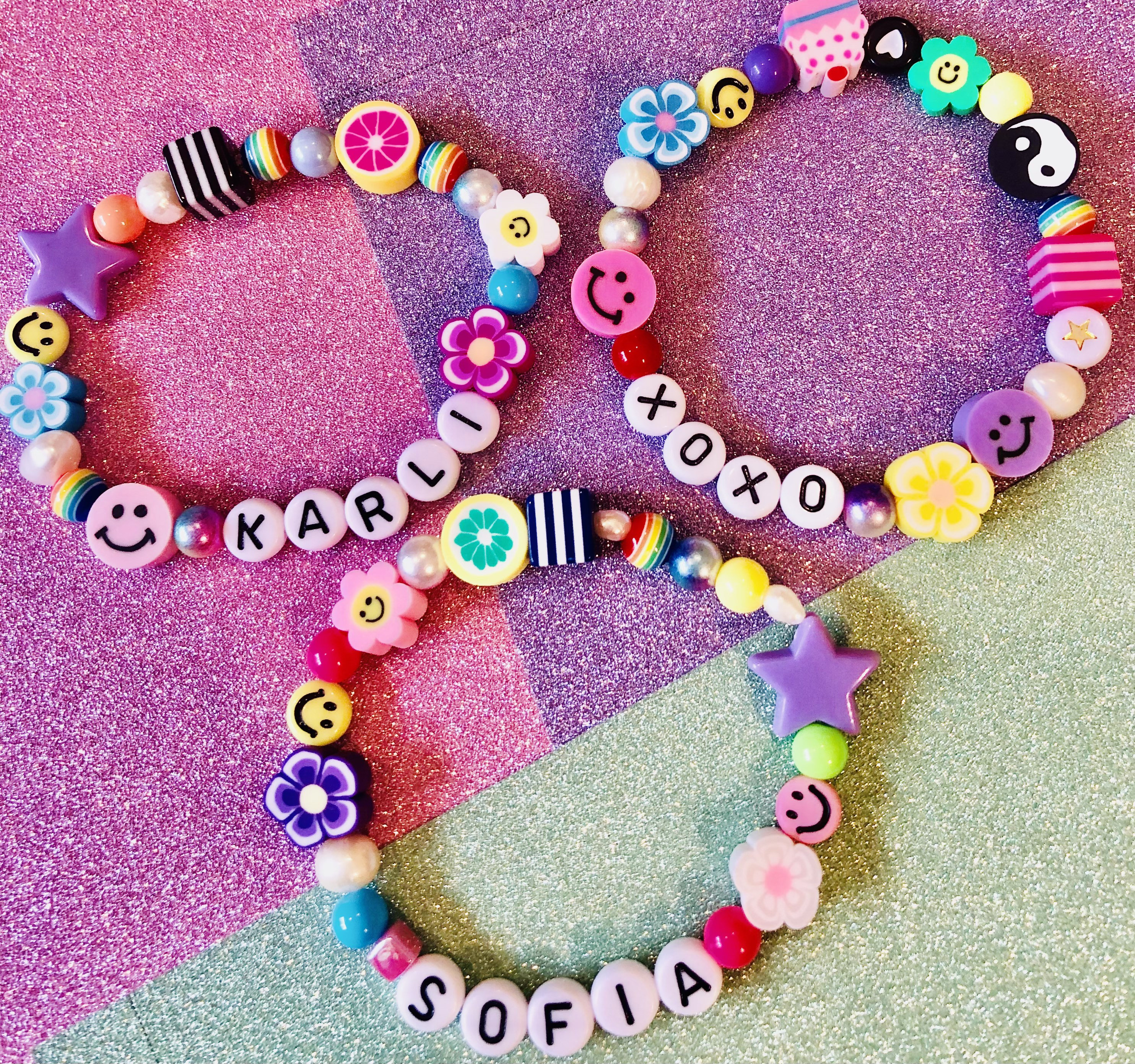 Custom Y2K Bracelets, Personalized Beaded Bracelets, Colorful