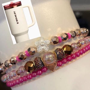 NEW!  Cream Rose Gold Tumbler Stack, Tumbler Handle Charms, Tumbler Bracelet Stacks