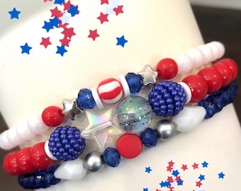 NEW!  USA Stack, 4th of July Stack, Memorial Day Stack, Tumbler Handle Charms, Tumbler Bracelet Stacks