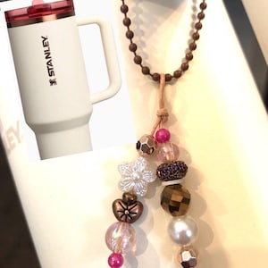 NEW!  Cream Rose Gold Handle Charm, Tumbler Handle Charms, Tumbler Bracelet Stacks