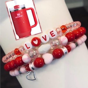 ¡NUEVO! Apilamiento de corazones de rubí para San Valentín, accesorios Stanley, accesorios para vasos, adornos para botas, adornos para la Copa Stanley