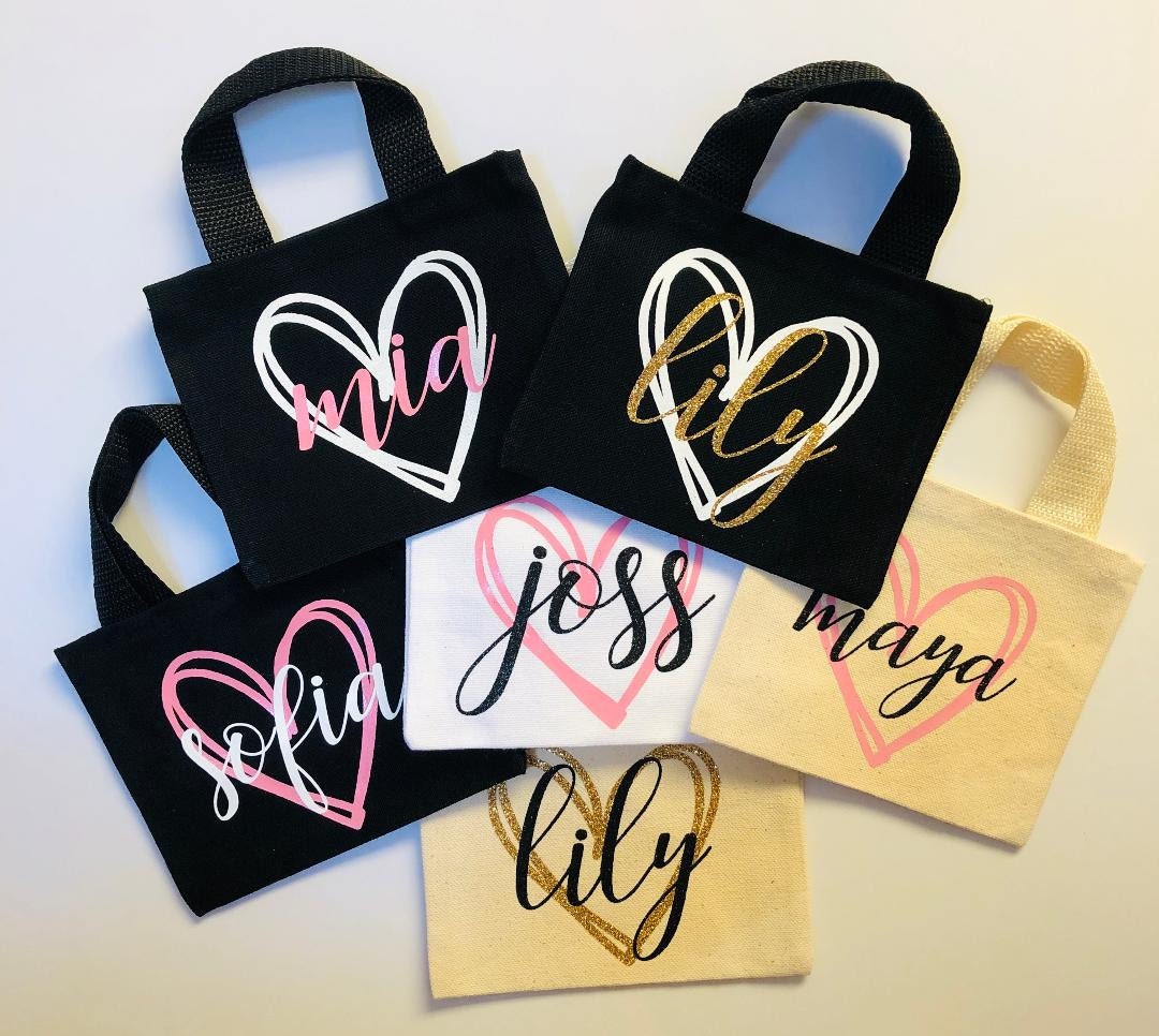 Canvas Personalized Mini Totes, Perfect for Party Favor Bags, Flower ...