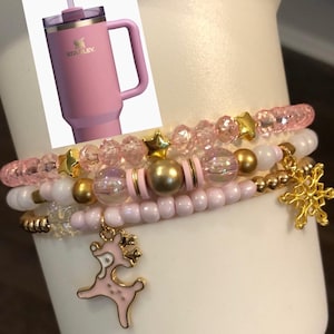NEW! Antique Pink Cup Stack, Stanley Accessories, Tumbler Accessories, Boot Topper Charms, Stanley Cup Charms