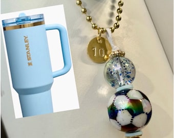 NEW!  Stanley x Messi Striker Blue Handle Charm, Tumbler Accessories, Stanley Tumbler Charms, Tumbler Accessories, Tumbler Handle Charm