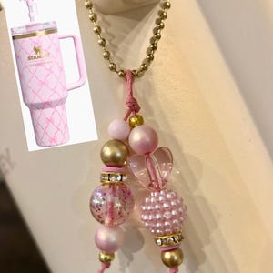 NEW! Stanley x Love Shack Fancy Baby Bow Pink Peppermint Handle Charm, Stanley Accessories, Tumbler Accessories, Tumbler Handle Charms