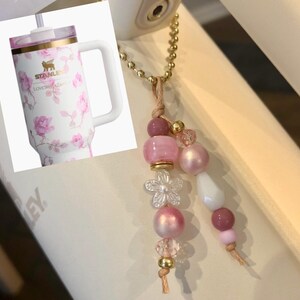 NEW! Love Shack Fancy Ribbon Rosa Handle Charms, Stanley Accessories, Tumbler Charms, Tumbler Accessories, Tumbler Bracelet Stack