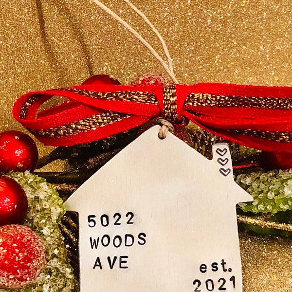 Custom First Home Holiday Ornament, First Home Christmas Decor, First Home Ornament, Christmas Ornament with address, New Home Gift, Realtor