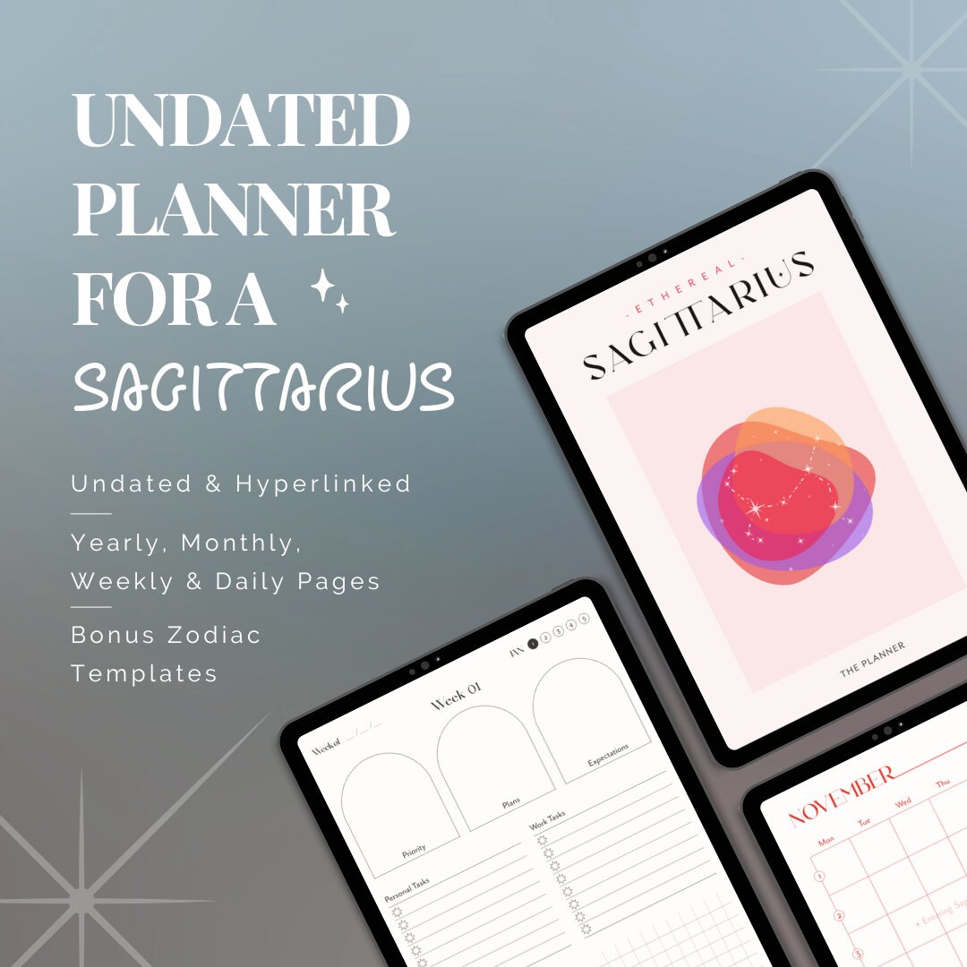 Sagittarius Undated Planner | Digital Templates | Zodiac Planner | iPad ...