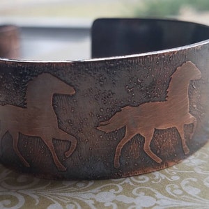 Horses Copper Cuff Bracelet