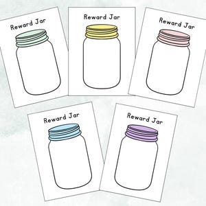 Frasco de recompensas para niños vacío imprimible, cuadro de recompensas para niños, frasco de recompensas para niños pequeños, frasco de canicas, cuadro de calcomanías, refuerzo positivo, descarga digital