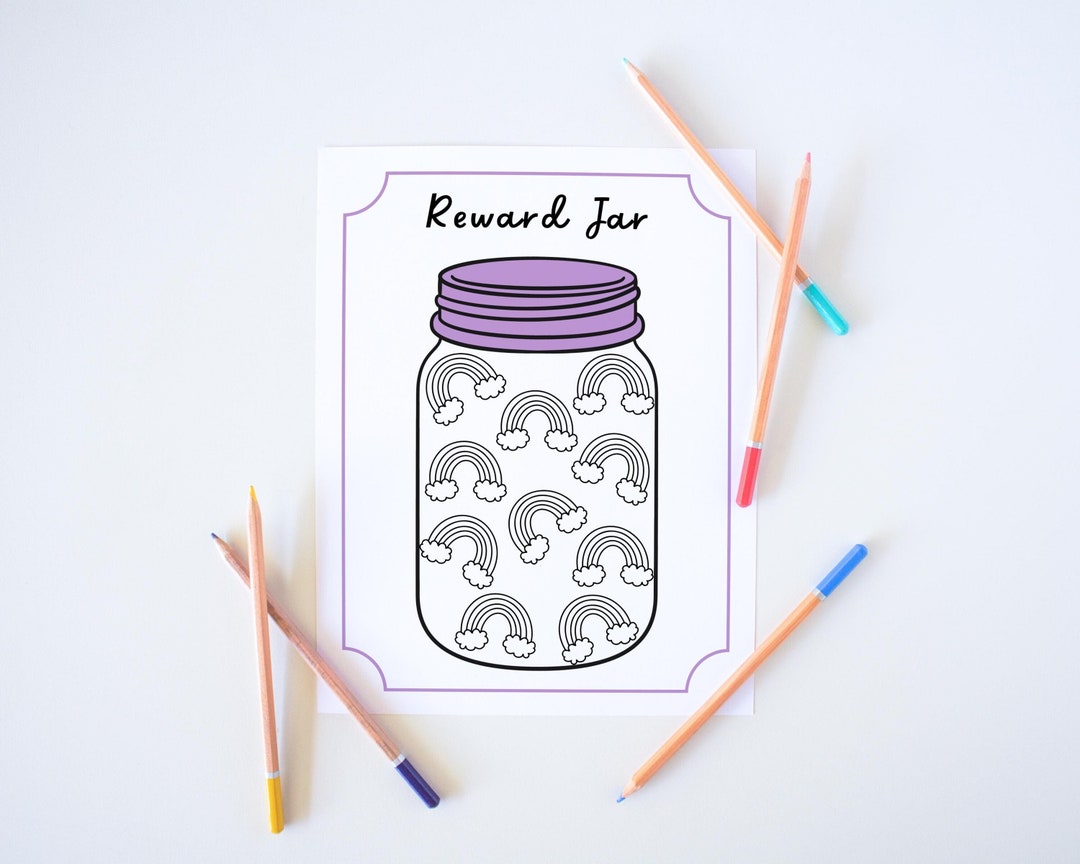 Kids Printable Reward Jar, Reward Chart Printable, Marble Jar Printable ...
