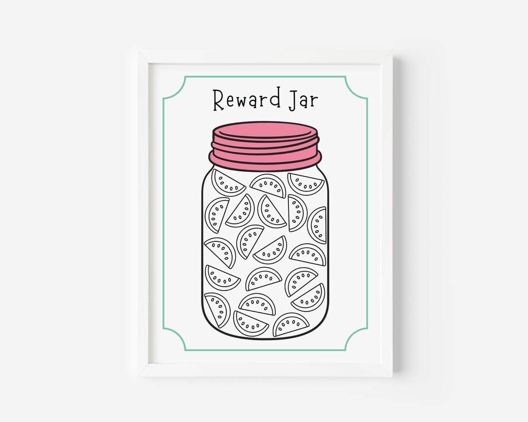 20 Watermelons Kids Printable Reward Jar, Kids Reward Chart, Marble Jar ...