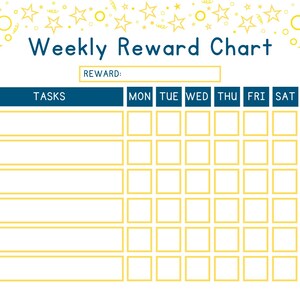 Weekly Reward Chart Printable, Kids Reward Chart, Toddler Printable ...