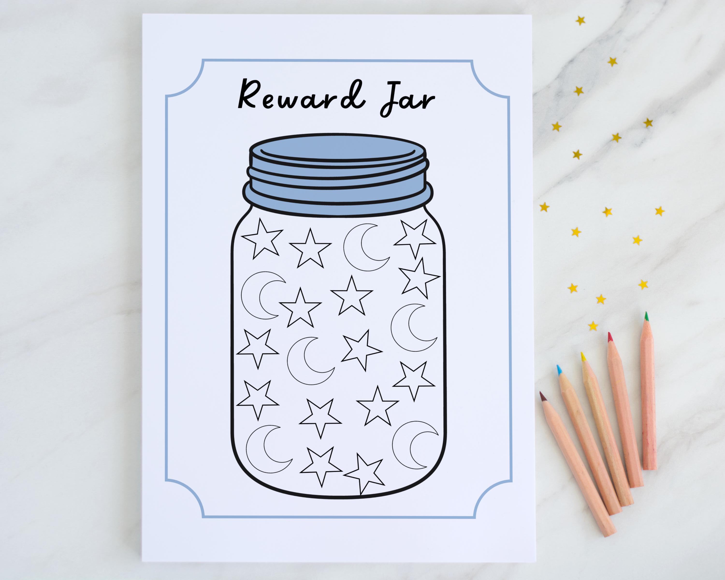 Kids Printable Reward Jar, Kids Reward Chart, Marble Jar, Star Jar ...
