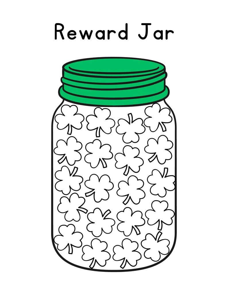 20 Clovers Reward Jar, Reward Chart, Marble Jar Printable Digital ...