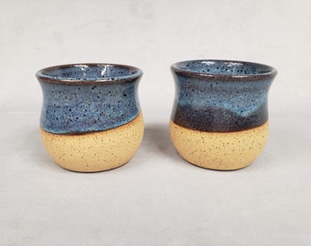Shorty Tumblers - Blue on Speckled Clay