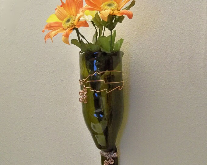 Fused Glass Wine Bottle Wall Vase or Candle Holder Etsy