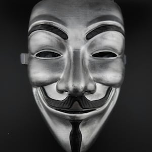 Antique Silver Guy Fawkes Mask – Iconic V for Vendetta Cosplay & Collectible