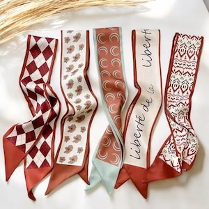 Silk Twill Scarf: Skinny Hair Band, Bag Ribbon Streamer