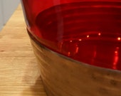 Free Shipping Queens Art Pewter Hand Made Danish Pewter Made in USA Red Glass Ice Bucket