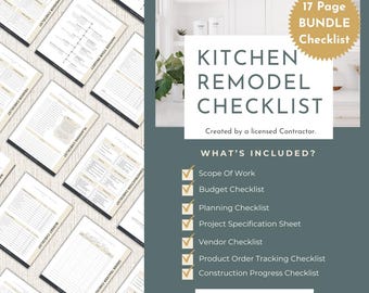 Kitchen Remodel Checklist Bundle, Renovation Planning Guide, Scope of Work template, Home Remodel Planner, Renovation Checklist, Homeowner