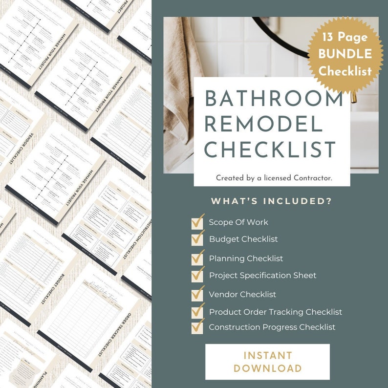 Bathroom Renovation Checklist, Bathroom Remodel Check List, Bathroom ...