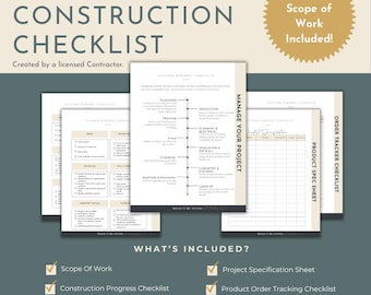 Kitchen Remodel Checklist, Renovation Planning Guide, Scope of work, home remodel planner, Renovation checklist, DIY Project Planner, DIY
