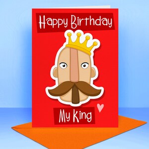 Feliz cumpleaños mi rey - Mensaje en blanco o personalizado - Hecho a mano - Para papá hermano novio hijo amigo hombre niño tarjeta de cumpleaños