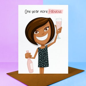 Joyeux anniversaire - message vierge ou personnalisé - carte faite main - pour maman soeur petite amie amie femme - cheveux foncés teint foncé